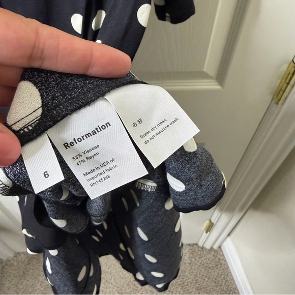 Reformation Megan Dress a polka Dot Button Front Mini Womens Size 6 - Picture 7 of 7